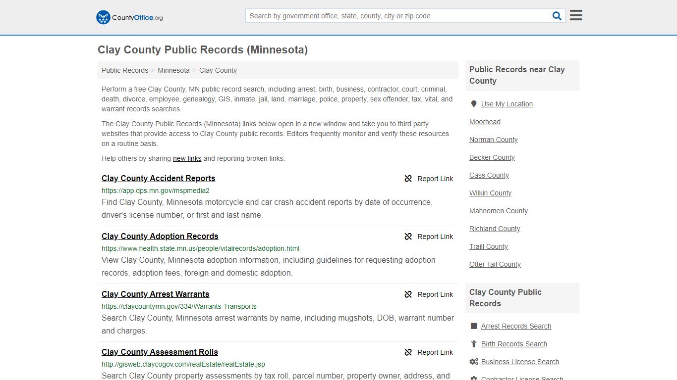 Public Records - Clay County, MN (Business, Criminal, GIS ...