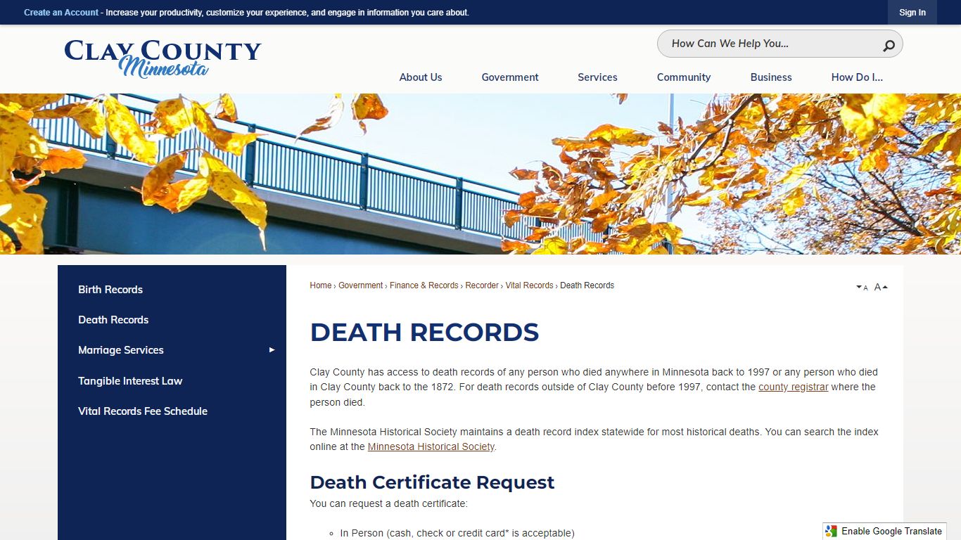 Death Records | Clay County, MN - Official Website